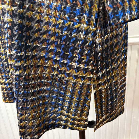 Susan Graver 1X Duster Cardigan Sweater Slinky Knit Career Pockets Houndstooth - Picture 10 of 10